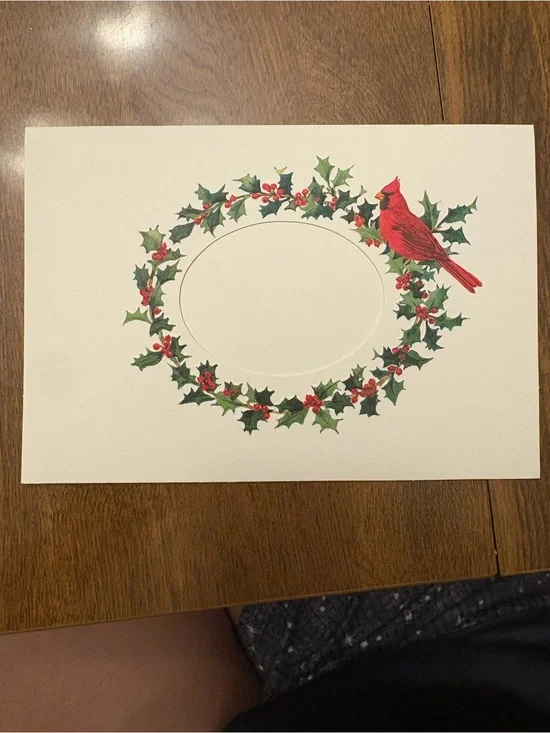 Holiday Cardinal Wreath Gift Tags - Blank Note Cards with picture insert