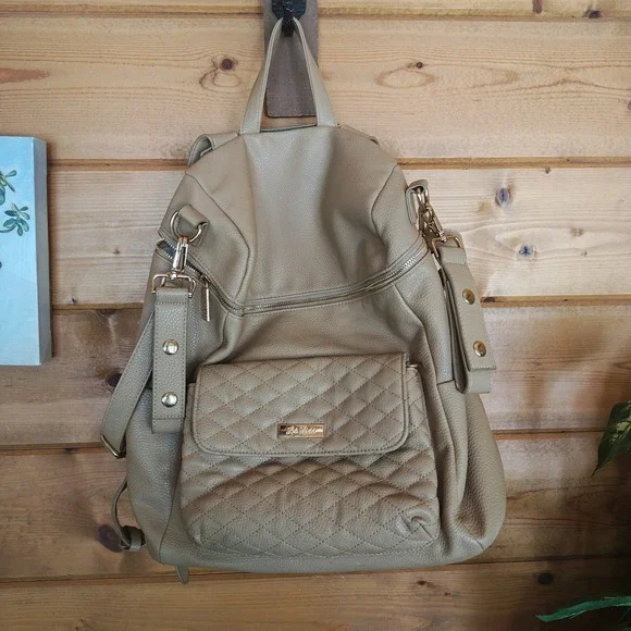 Luli Bebe‎ Diaper Bag Back Pack Vegan Leather Tan ZB4