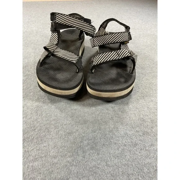 Teva Midform Universal Platform Sandals Black White Stripe Womens 8 S/N 1013111