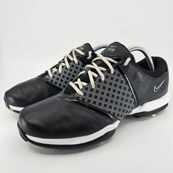 Men's‎ Nike Air Embellish Golf Shoes Black Leather Spiked Performance Athletic