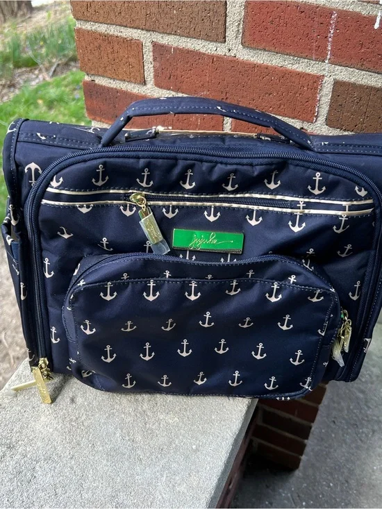 Ju-Ju-Be Navy Anchor Print Baby Bag