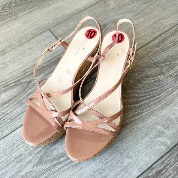 KATE SPADE Talanse Pink Patent Wedge Platform Sandals