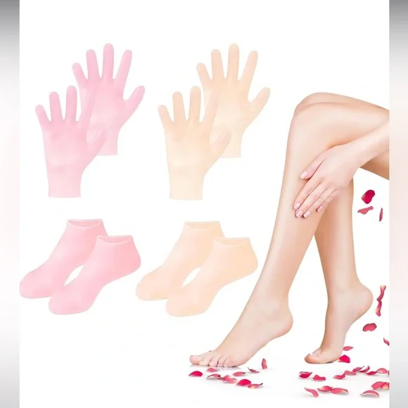 Unisex Silicone Socks & Gloves for Dry Cracked Skin (Socks Fits Up to Size 8.5)