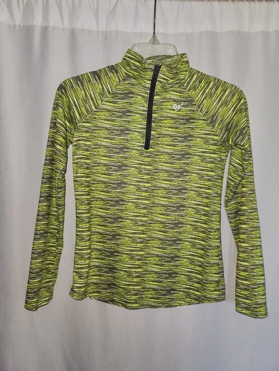 Kid's Neon Lime Quarter-Zip Shirt #sporty #active fit #modern #playground #warm