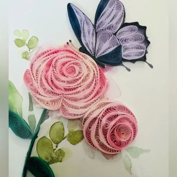 Butterfly Floral Quilling Art Spring Floral Greeting Card
