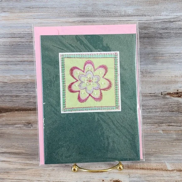Marcel Schurman Handmades Happy Easter Card Embroidered Flower Samantha Worley