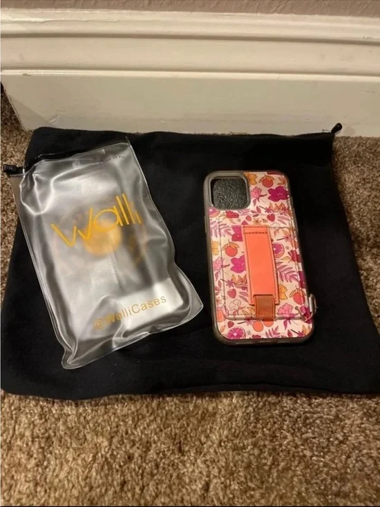 Walli Floral Strap Phone Case in Pink & Orange