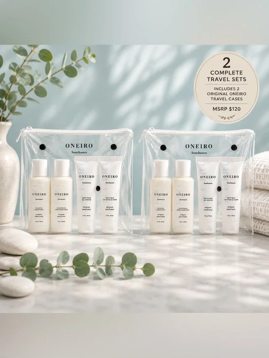Oneiro Sunchasers 2 Travel Sets w/ 2 Cases MSRP $120 NEW