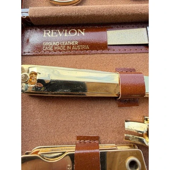 Vintage Revlon 7-Piece ManicureSet in Leather Case, Made in Austria