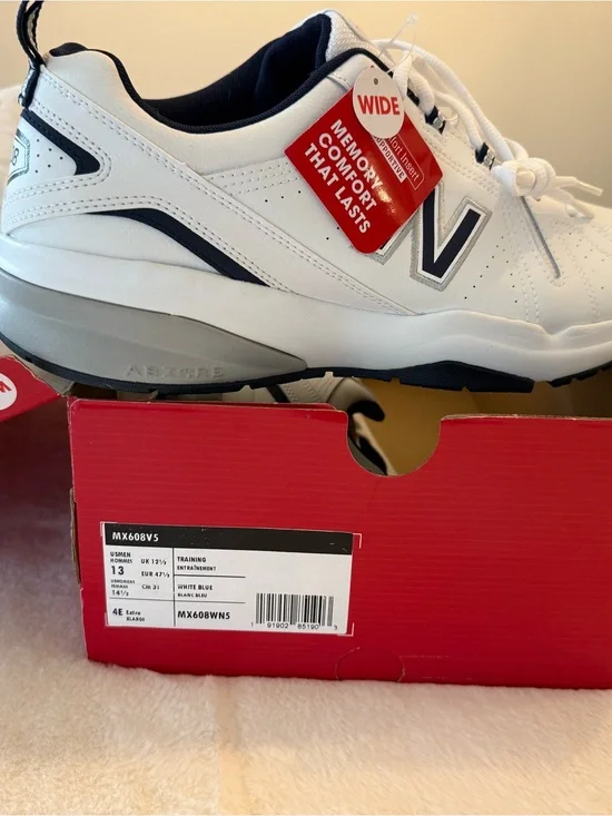 New Balance Men’s 608 White/Navy Training Sneakers - Wide Fit
