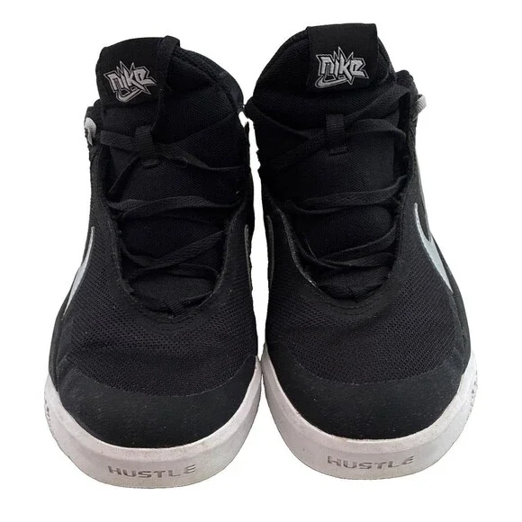 Nike Hustle D 9 CW6735-004 Black/White Low Top Lace-Up Basketball Sneakers