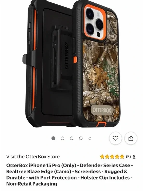 OtterBox Defender Series Case for iPhone 15 Pro - Realtree Blaze Edge Camo/Black