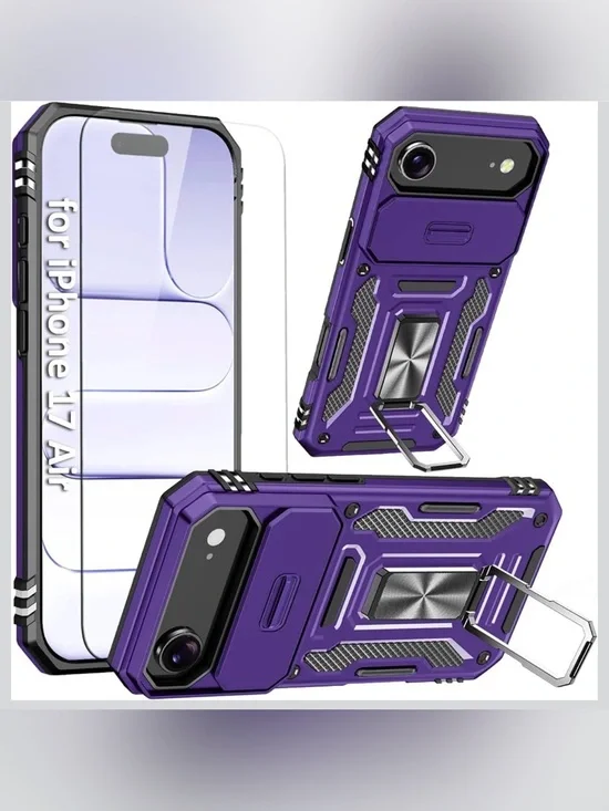 Brand-New iPhone 17 Air Rugged Case with Screen Protector – Purple