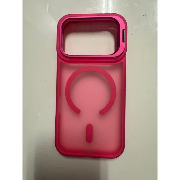 Hot Pink Translucent MagSafe iPhone Case Metallic Camera Ring‎ Protective Cover