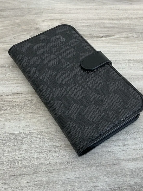 Coach Folio iPhone 13, 14, 15, monogram canvas case.