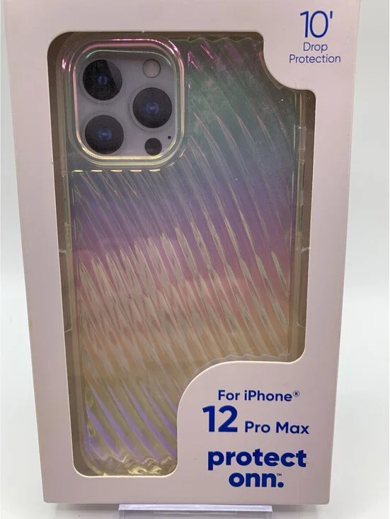 PROTECT ONN IPHONE 12 PRO MAX CASE Rainbow Metallic Ridges