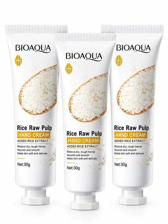 3 Piece Rice Raw Pulp Moisturizing Hand Cream Set 30g Each NEW