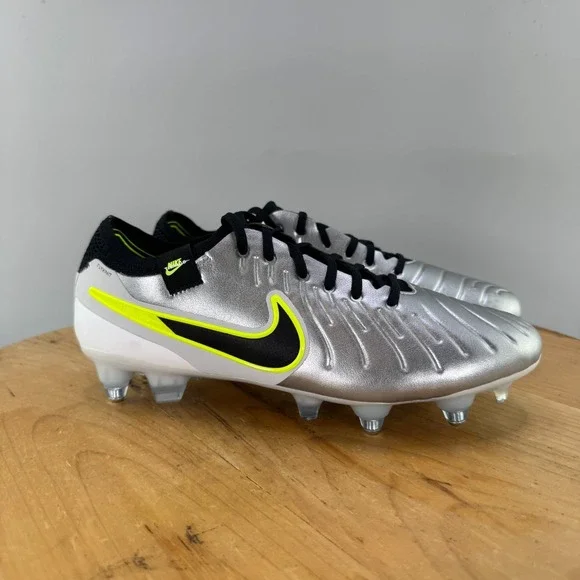 Mens 7 / Womens 8.5 - Nike Tiempo Legend 10 Elite Silver SG Pro AC P‎ Anti Clog
