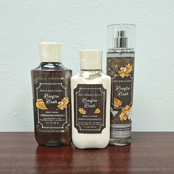 Bath & Body Works BONFIRE BASH 3 Piece Body Care Bundle Set