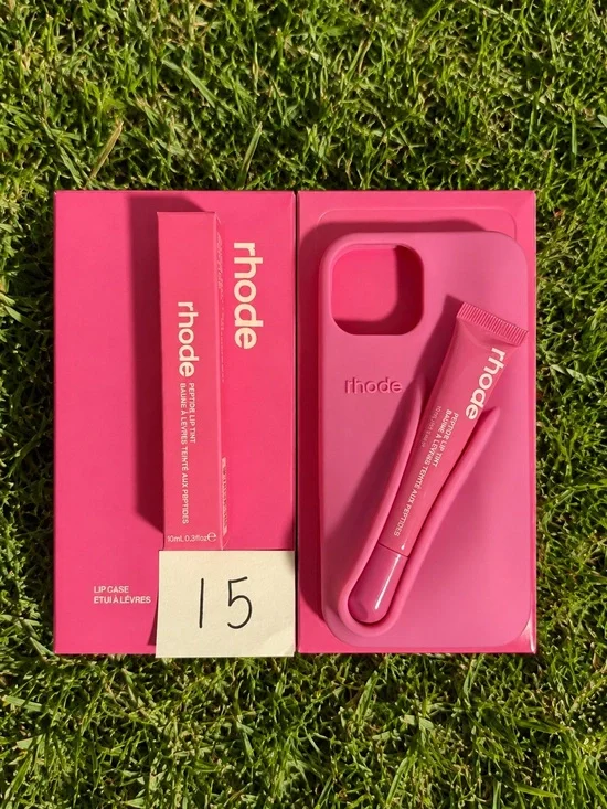 RHODE Hot Pink Phone Case with Matching Lip Balm Set