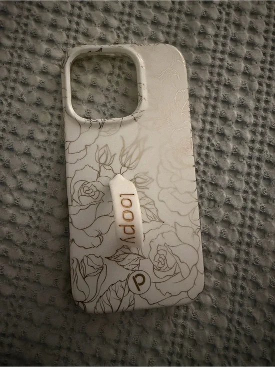 Loopy Floral White Phone Case with Gold Accent