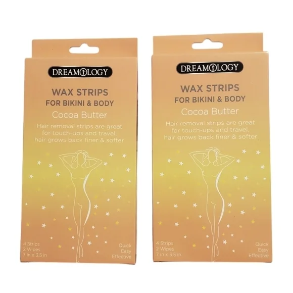 New Dreamology Cocoa Butter Bikini & Body Wax Strips Hair Removal 2 pk