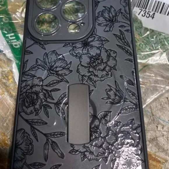 Floral MagSafe iPhone Pro Case with Kickstand MZELQ for iPhone 15 Pro Case Silic