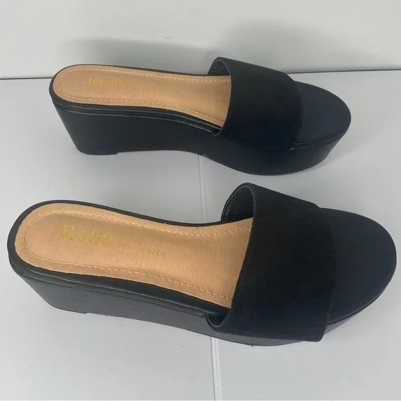 Nordstrom ROHB by Joyce Azria Black Women's Wedge Sandals Worn Once