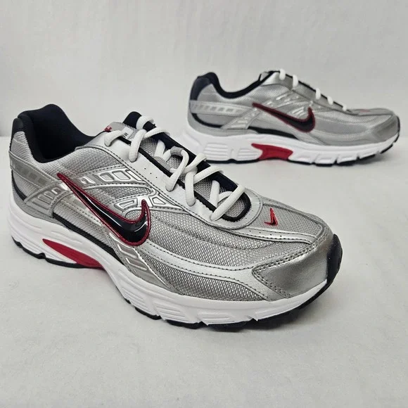 Nike‎ Initiator Running Shoes 394055-001 Metallic Silver Black Red Mens Size 10
