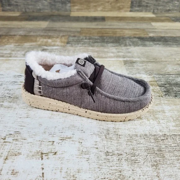 Hey Dude Wendy Heathered Cozy Kids Loafer Shoe Sz 13 C13 Brown Round Toe Comfort