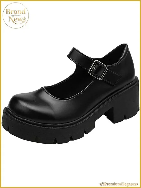 Platform Mary Janes Heart Cat Buckle Rivets Ankle Gothic Pumps Patent Leather