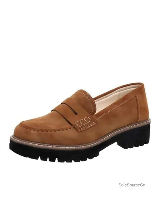 Suede Platform Penny Loafers Slip On Chunky Work Walking