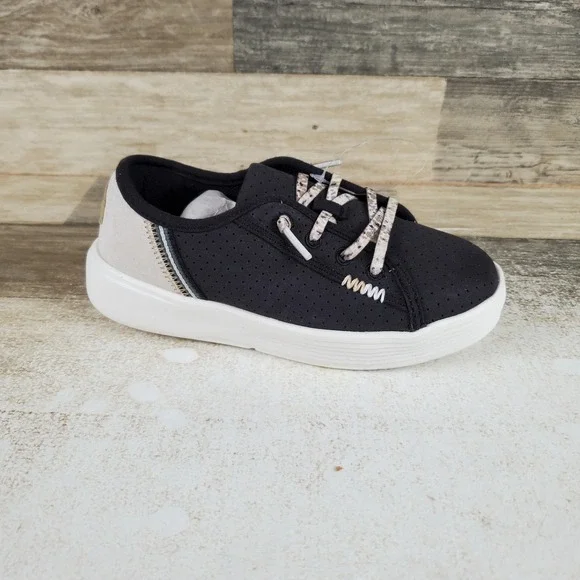 Hey Dude Cody Kids Loafer Shoes Sz 13 C13 Black White‎ Low Top Round Toe Lace Up