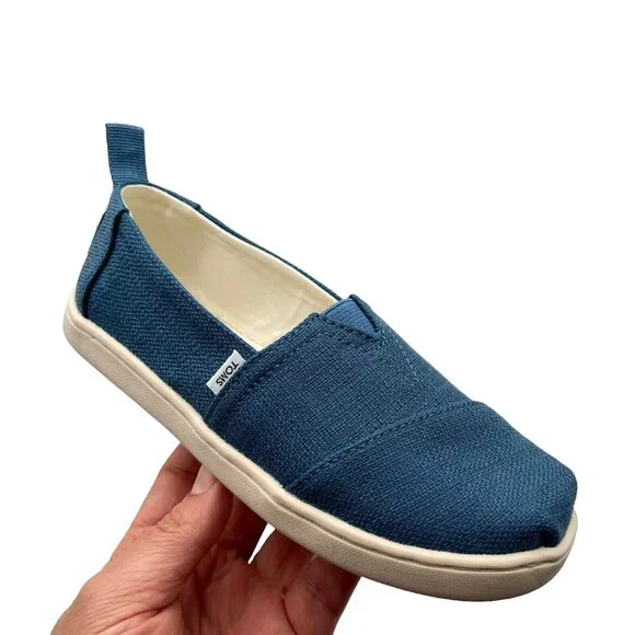 Toms Little Girls Alpargata Slip-on Shoes Size 12 Ocen‎ Blue Lightweight & Comfy