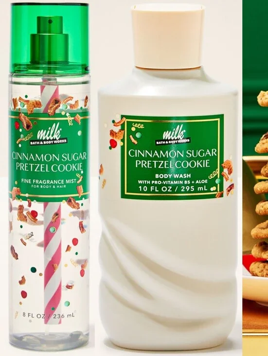 Bath & Body Works Cinnamon Sugar Pretzel Cookie Body Wash & Mist Set NEW RARE