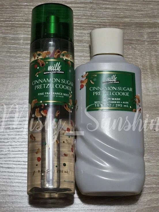 Bath Body Works Cinnamon Sugar Pretzel Cookie Body Wash & Fragrance Mist Set NEW