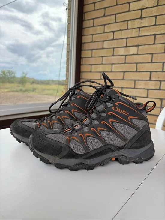 Obōz Scapegoat Mid Hiking Boots Men's 8 Gray Orange Trail Shoes