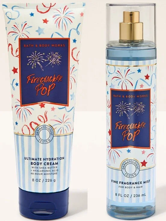 Bath & Body Works Firecracker Pop Body Cream & Fragrance Mist Set NEW RARE