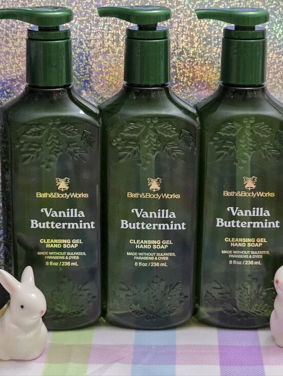 Bath & Body Works Vanilla Buttermint Cleansing Gel Hand Soap Set of 3 NEW RARE