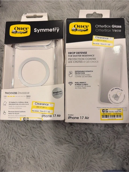 Iphone 17 Air OtterBox Symmetry Clear phone Case & Glass Screen Protector