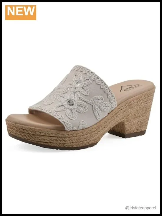 Cushioned Platform Wedge Sandal Floral Slip On Open Toe Casual