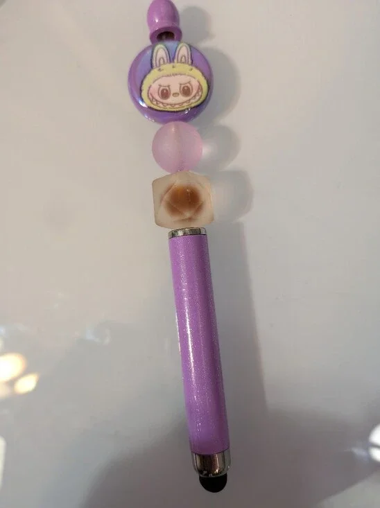 Lavender Stylus Pen with Labubu Bead -Fun Stylus Handmade By Me
