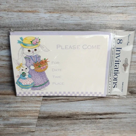Vintage Potpourri Press Easter Celebration Bunny Invitations 8 Count‎ New 039017