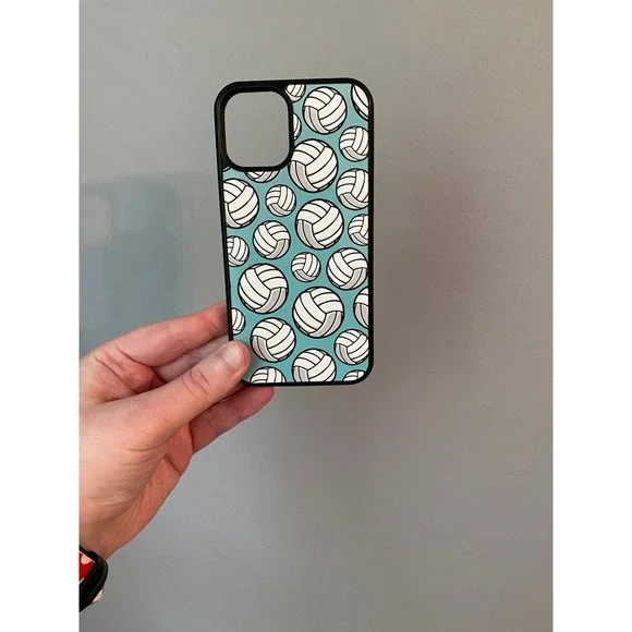 Volleyball Phone Case Unisex iPhone 12 Mini Teal Sports Graphic Print Slim Cover