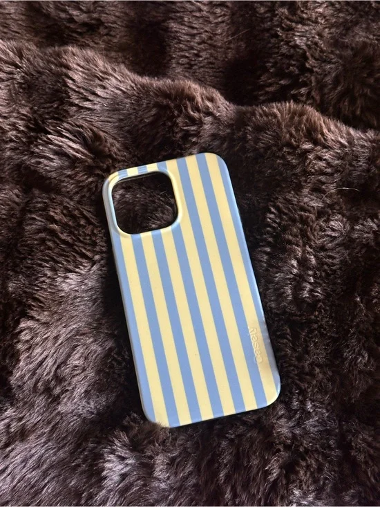Casely Blue and Yellow Striped iPhone 14 Pro Max Case