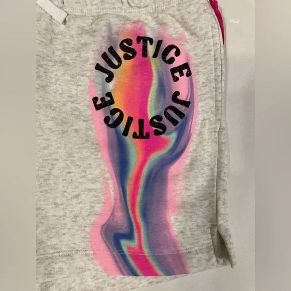 Justice Gray Multicolor Graphic Shorts Size Large (12/14) NWT