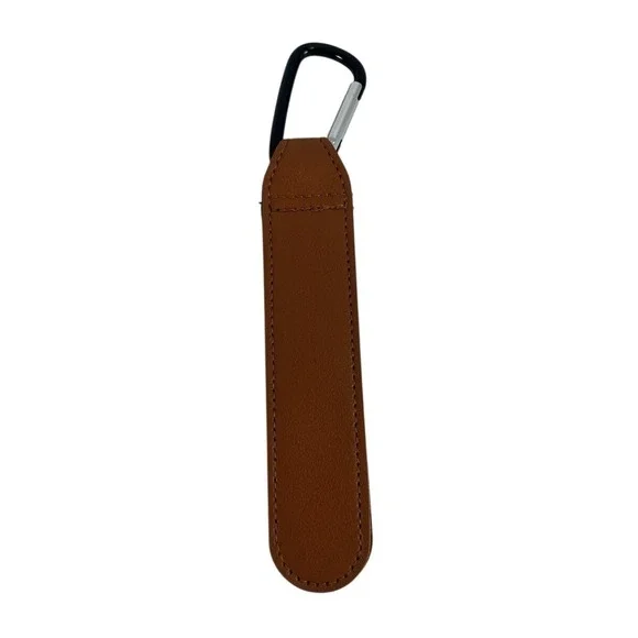 Stroller Hooks Leather Heavy Duty Carabiner Hook Straps with Stylish Clips Brown