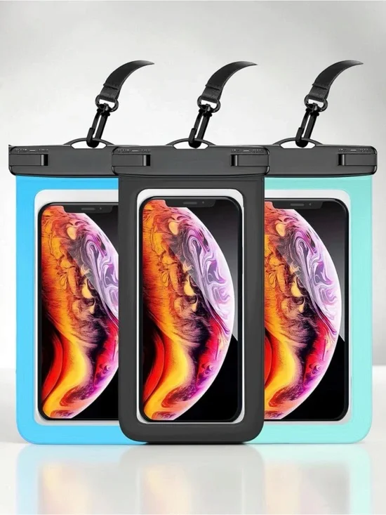 Universal Waterproof Phone Pouch with Lanyard - Black, Blue, Mint