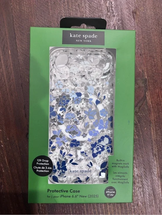 iPhone Air 17 Kate Spade Floral MagSafe Case in Blue and Silver - NWT