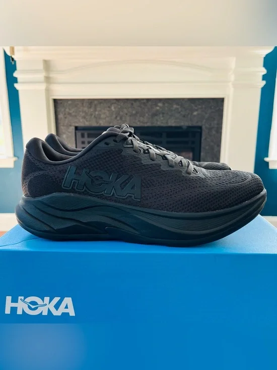Sz 9 Hoka One One Rincon 4 Men's Black Road Running Shoes 1155130-BBLC